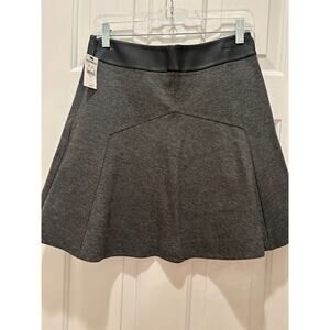 Express grey mini skirt with black faux leather trim Fit and Flare- NWT 6
